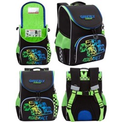 Рюкзак 1-4 класс школьный RAm-485-2/1 черный 25х33х13 см + сумка для сменной обуви  GRIZZLY