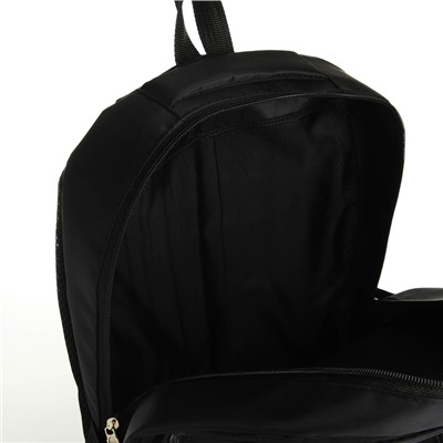Рюкзак молодёжный на молнии, 4 кармана, цвет чёрный/зелёный