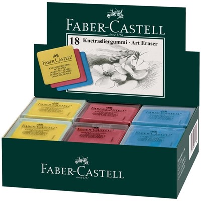 Ластик-клячка Faber-Castell 1273 Extra soft, 40 х 35 х 10, (микс 3 цвета) в пластиковой коробке, цена за 1 шт.