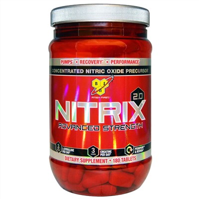 BSN, Nitrix 2.0, концентрированный прекурсор оксида азота, 180 таблеток