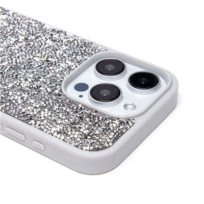 Чехол-накладка - PC071 POSH SHINE для "Apple iPhone 15 Pro" россыпь кристаллов (silver) (226896)