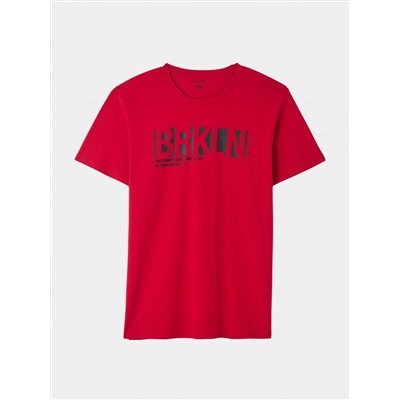 Футболка с принтом логотипа «BRKLN» Ярко-красный