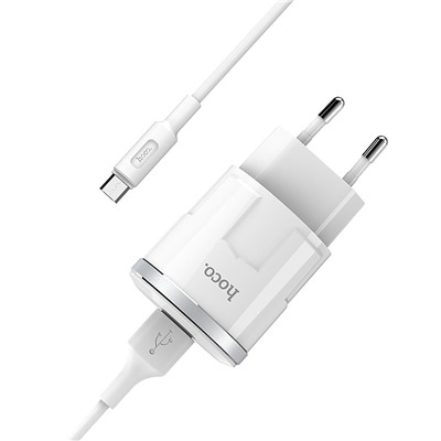 Адаптер Сетевой с кабелем Hoco C37A USB 2,4A/10W (USB/Micro USB) (white)