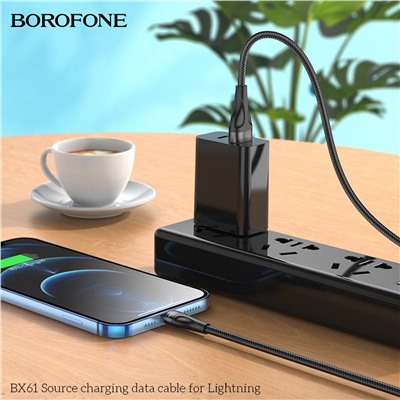 Кабель USB - Apple lightning Borofone BX61  100см 2,4A  (black)