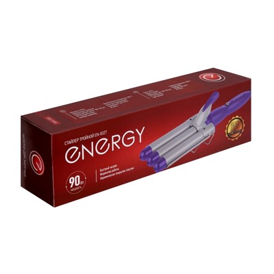 Стайлер Energy EN-832T, тройной, 90 Вт, керамическое покрытие, фиолетово-серый