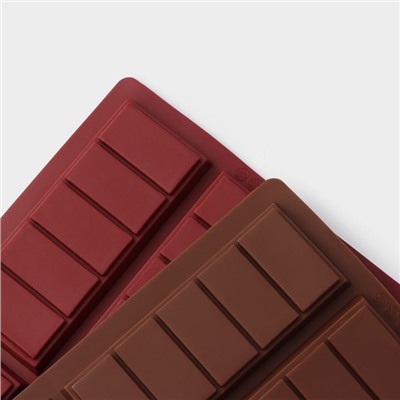 Форма для шоколада «Плитка», силикон, 26×17×1,5 см, 6 ячеек (11,3×4,4 см), цвет коричневый
