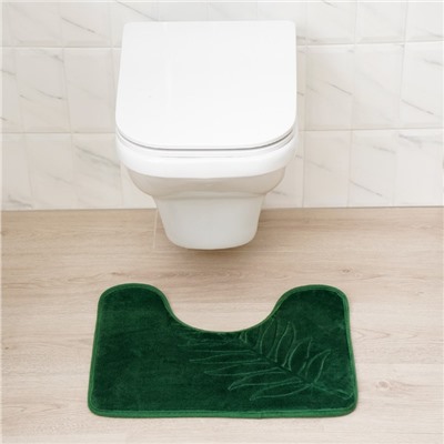 Набор ковриков для ванной и туалета Доляна «Тропики», 2 шт, 40×50 см, 50×80 см, цвет зелёный