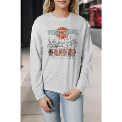 Gray SOMETHING ORANGE Graphic Relaxed Sweatshirt