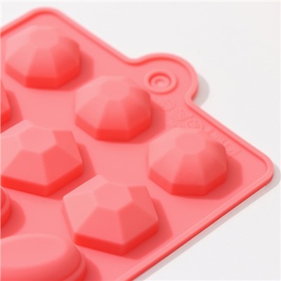 Форма для конфет и шоколада Доляна «Кристаллы», силикон, 22×11 см, 18 ячеек (3,2×2,5 см), цвет МИКС
