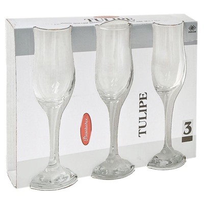 Набор стеклянных бокалов для шампанского Tulipe, 200 мл, 3 шт