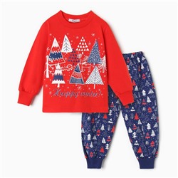 Пижама для мальчика, цвет красный/синий, рост 128 см