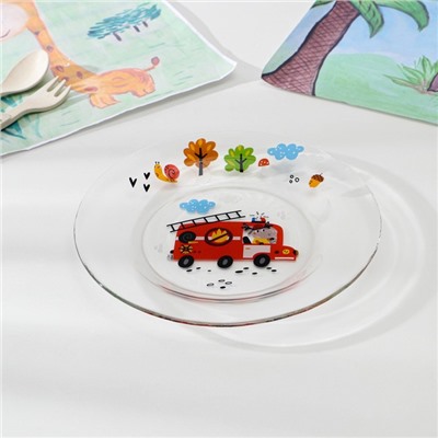 Набор стеклянной детской посуды «Спецтехника», 3 предмета