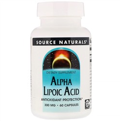 Source Naturals, альфа-липоевая кислота, 300 мг, 60 капсул