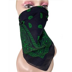 Легкий платок-бандана, цвет черный с зеленым