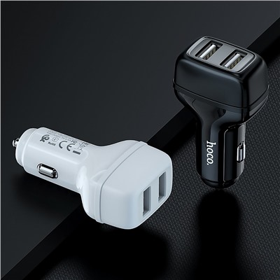 Адаптер Автомобильный с кабелем Hoco Z36 Leader 2USB/5V/2.4A +micro USB (black)