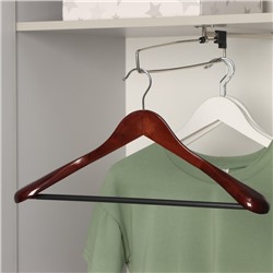 Плечики - вешалка для верхней одежды с перекладиной Доляна 44,5×22,5 см, цвет чёрный