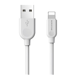 Кабель USB - Apple lightning Borofone BX14 (повр. уп)  100см 2,4A  (white)