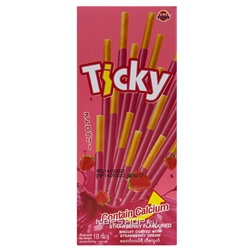 Печенье палочки в клубничной глазури Ticky, Таиланд, 18 г Акция