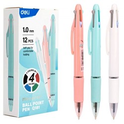 Ручка шариковая автоматическая  4-х цветная EQ181 ассорти 1.0мм (1905941) Deli