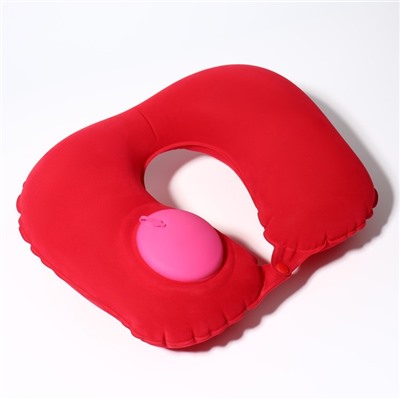 Подушка для шеи дорожная, надувная, с насосом, 47 × 27 см, пакет, цвет МИКС