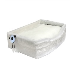 408636 Зооник Лежанка для кошек с подушкой, мех одн.(570х410х170) белый