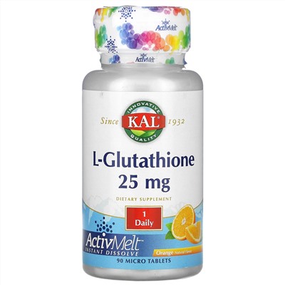 KAL, L-Glutathione, Orange, 25 mg, 90 Micro Tablets