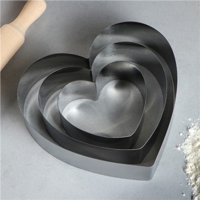 Набор форм для выпечки и выкладки «Сердце», 20х20х5 см, 3 шт