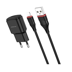 Адаптер Сетевой с кабелем Borofone BA48A Orion (повр. уп.) USB 2,1A/10W (USB/Lightning) (black)