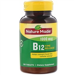 Nature Made, Витамин B12, с медленным высвобождением, 1000 мкг, 160 таблеток