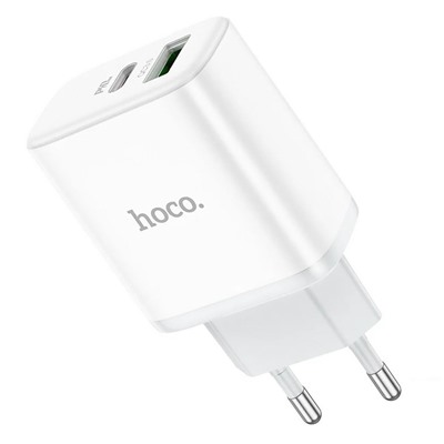 Адаптер Сетевой с кабелем Hoco C105A PD QC3.0 USB/Type-C 20W (Type-C/Type-C) (white)