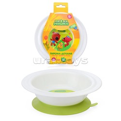 Тарелка детская глубокая на присосе с декором "Ми-ми-мишки" (зеленый)