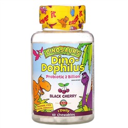KAL, Dinosaurs, Dino-Dophilus, со вкусом черешни, 60 жевательных таблеток