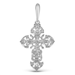 Крест из серебра с фианитами родированный - 4 см 925 пробы 40-049р