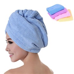 Полотенце для волос – тюрбан из микрофибры, с петелькой и пуговицей для застежки, цвета в ассортименте