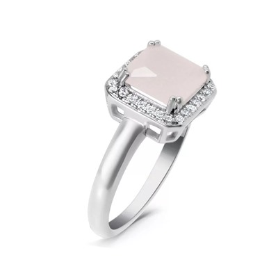 Кольцо из серебра розовый кварц, МЦВА192