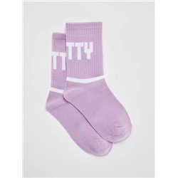 Комплект носков с урбанистической надписью сиреневый/лиловый