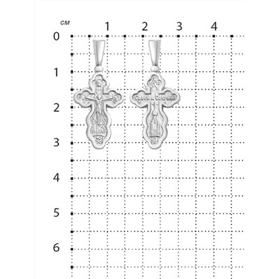 Крест из серебра родированный - 3,2 см 925 пробы 3-252р