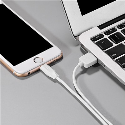 Кабель USB - Apple lightning Hoco X1 Rapid (повр. уп)  300см 2,4A  (white)
