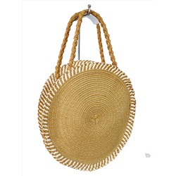 Круглая плетеная сумка из соломы, цвет песочный