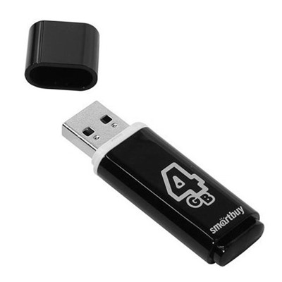 Флэш накопитель USB  4 Гб Smart Buy Glossy (black)