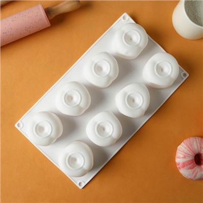 Форма для муссовых десертов и выпечки KONFINETTA «Персики», силикон, 29,5×17×4,5 см, 8 ячеек, цвет белый