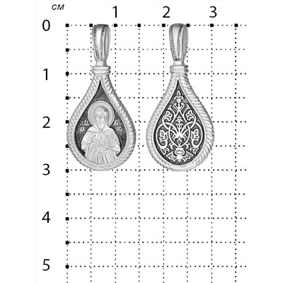 Подвеска религиозная из серебра с частичным чернением - св.Матрона 925 пробы К3-372чч