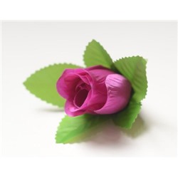 Искусственные цветы, Голова бутон розы с листом для ветки, венка