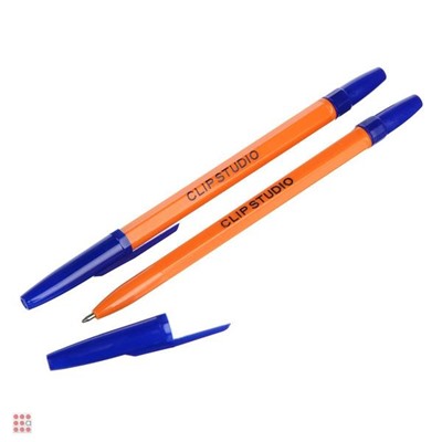 Ручка шариковая ClipStudio синяя, жёлтый корпус