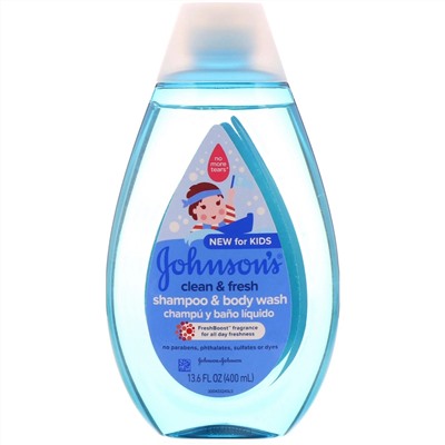 Johnson's Baby, Для детей, серия «Чистота и свежесть», шампунь и средство для купания, 400 мл