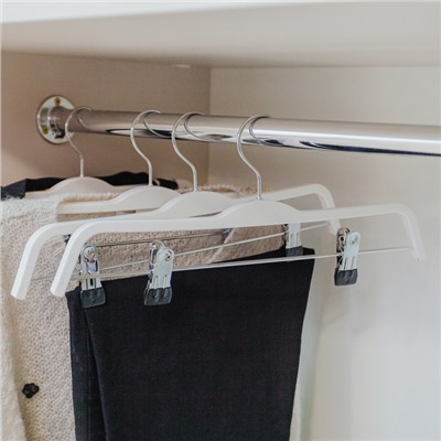 Плечики - вешалка с зажимами для юбок и брюк Доляна, 37×16 см, цвет белый