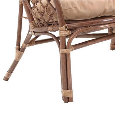 Набор садовой мебели "Bagama": 2 кресла, 1 диван, 1 стол, ротанг тёмный, подушки бежевые