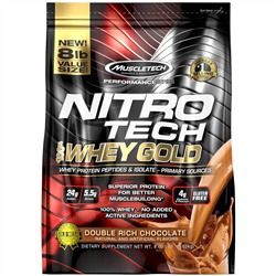 Muscletech, Nitro Tech, 100% Whey Gold, сывороточный белок в порошке, двойной шоколад, 3,63 кг (8 фунтов)
