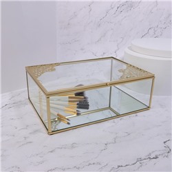 Органайзер для хранения «GREAT», с крышкой, стеклянный, с зеркальным дном, 1 секция, 25 × 17,5 × 8,5 см, цвет прозрачный/медный