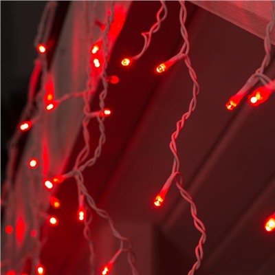 Гирлянда «Бахрома» 3 × 0.6 м, IP44, УМС, белая нить, 160 LED, свечение красное, 220 В